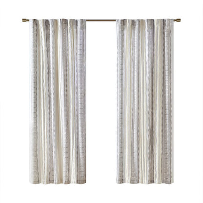 Samara Poly Printed Curtain Panel with Tufted Stripe and Lining