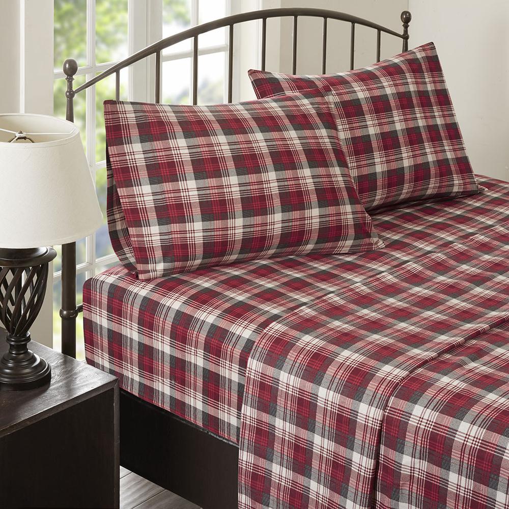 Flannel Sheet Set, Red Plaid color