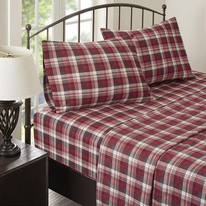 Flannel Sheet Set, Red Plaid color