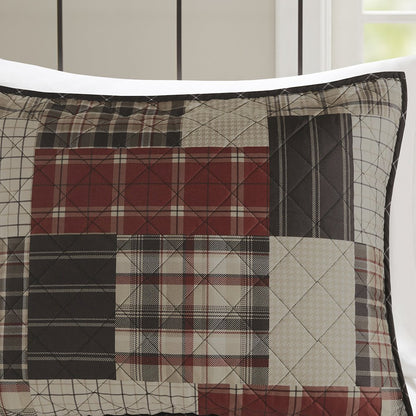 Timber 3 Piece Reversible Printed Quilt Set, Red/Black color