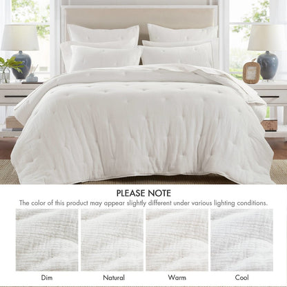 Breeze Cotton Gauze  Embroidered Quilt Set, White color