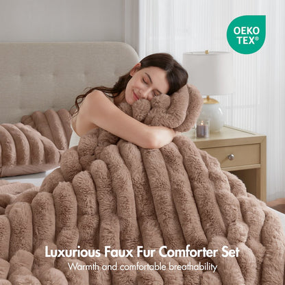 Jasmine 3 Piece Faux Fur Comforter Set