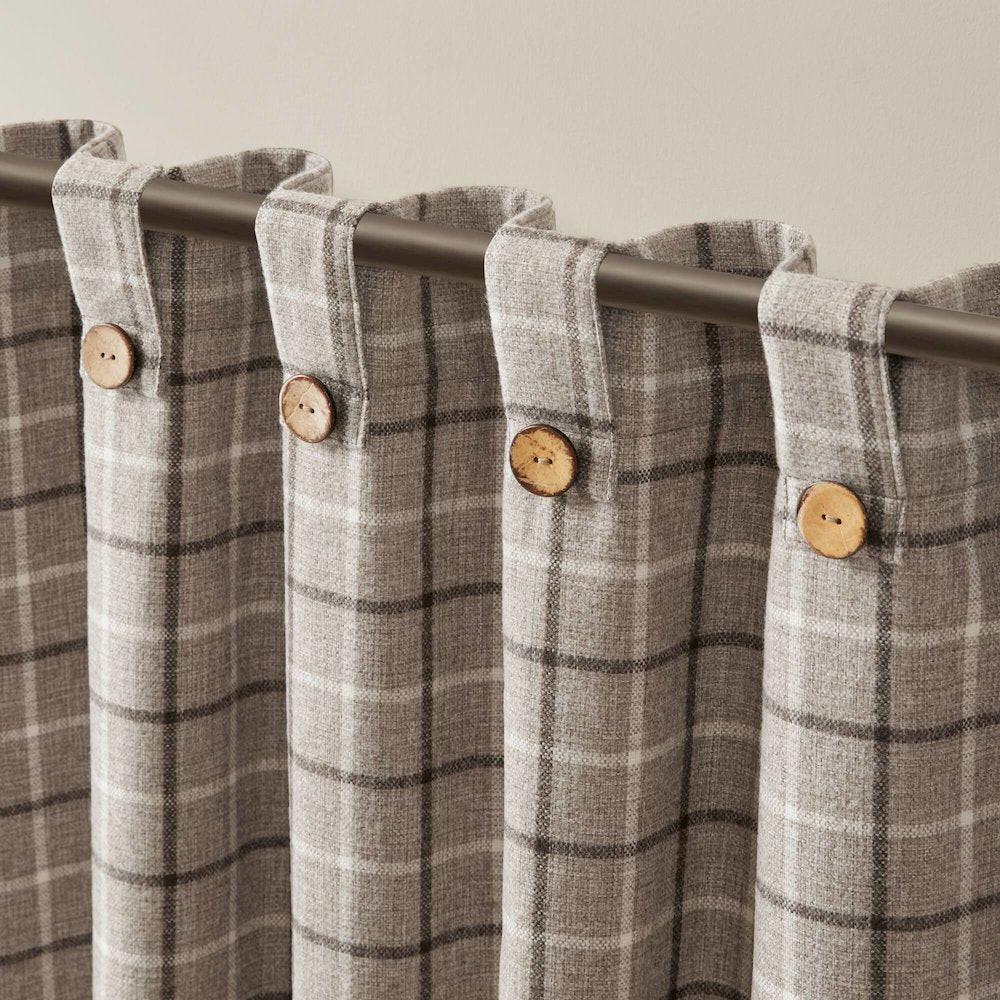 Anaheim Plaid Rod Pocket and Back Tab Curtain Panel with Fleece Lining
