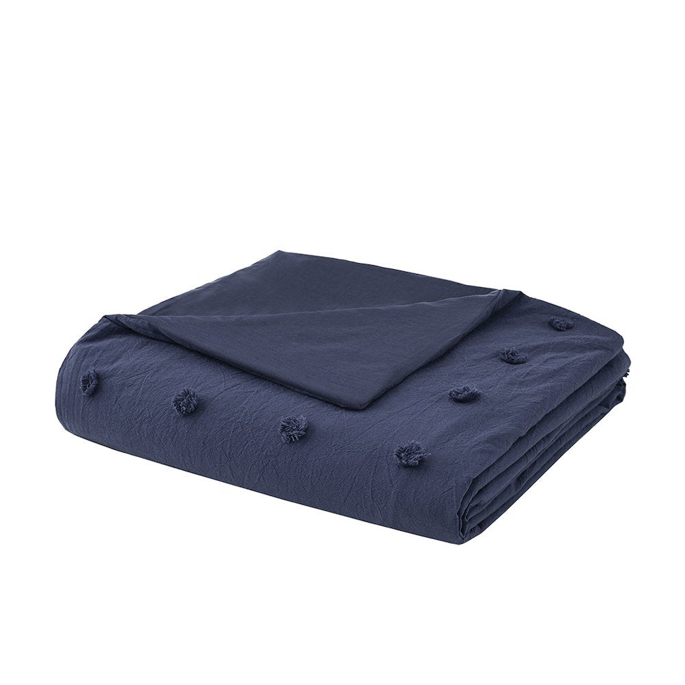 Cotton Jacquard Duvet Cover Set with Euro Shams and Throw Pillows