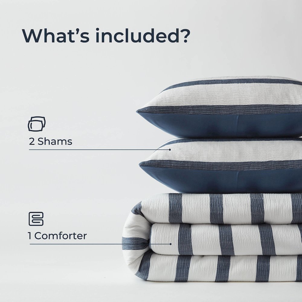 Merritt Yarn-dyed striped comforter, Blue color