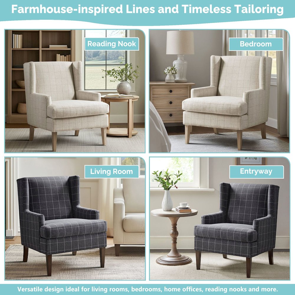 Decker Plaid Wingback Armchair