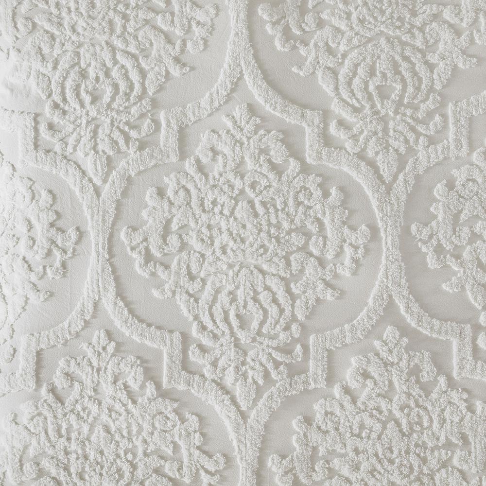 3 Piece Tufted Cotton Chenille Damask Duvet Cover Set