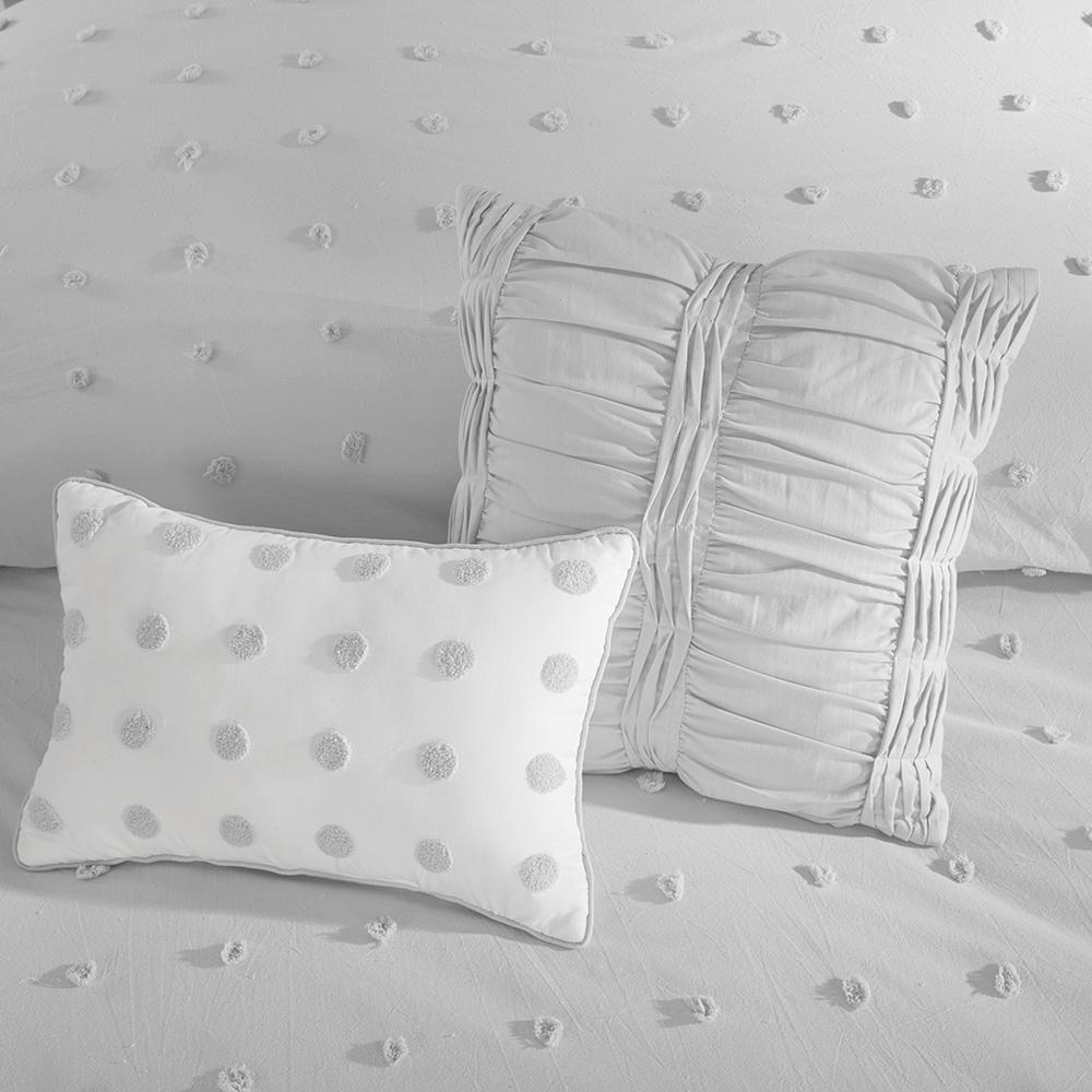 Cotton Jacquard Comforter Set with Euro Shams and Throw Pillows