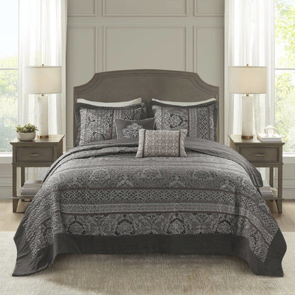 5 Piece Reversible Jacquard Bedspread Set