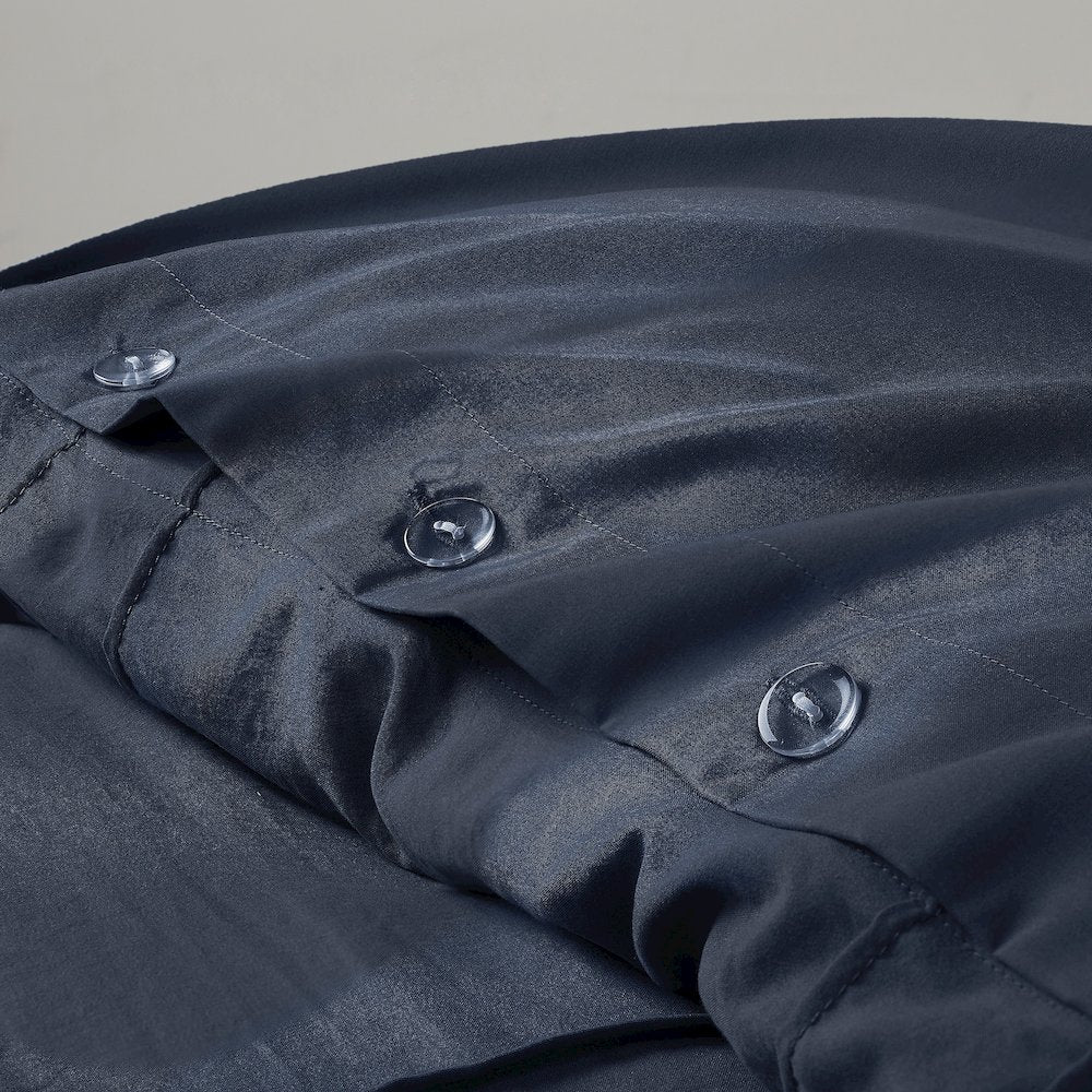 Porter Soft Washed Pleated Duvet Cover Set, Navy color
