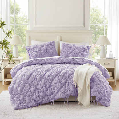 Lily 3PCS Comforter Set, Purple color