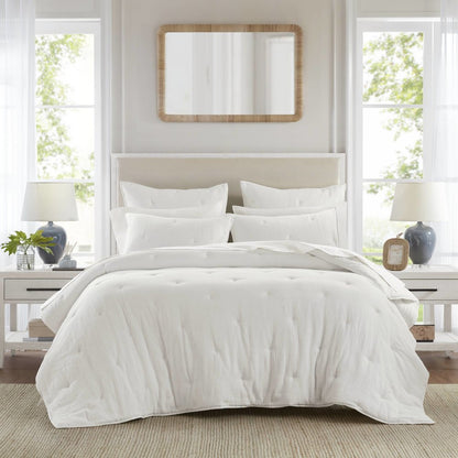 Breeze Cotton Gauze  Embroidered Quilt Set, White color