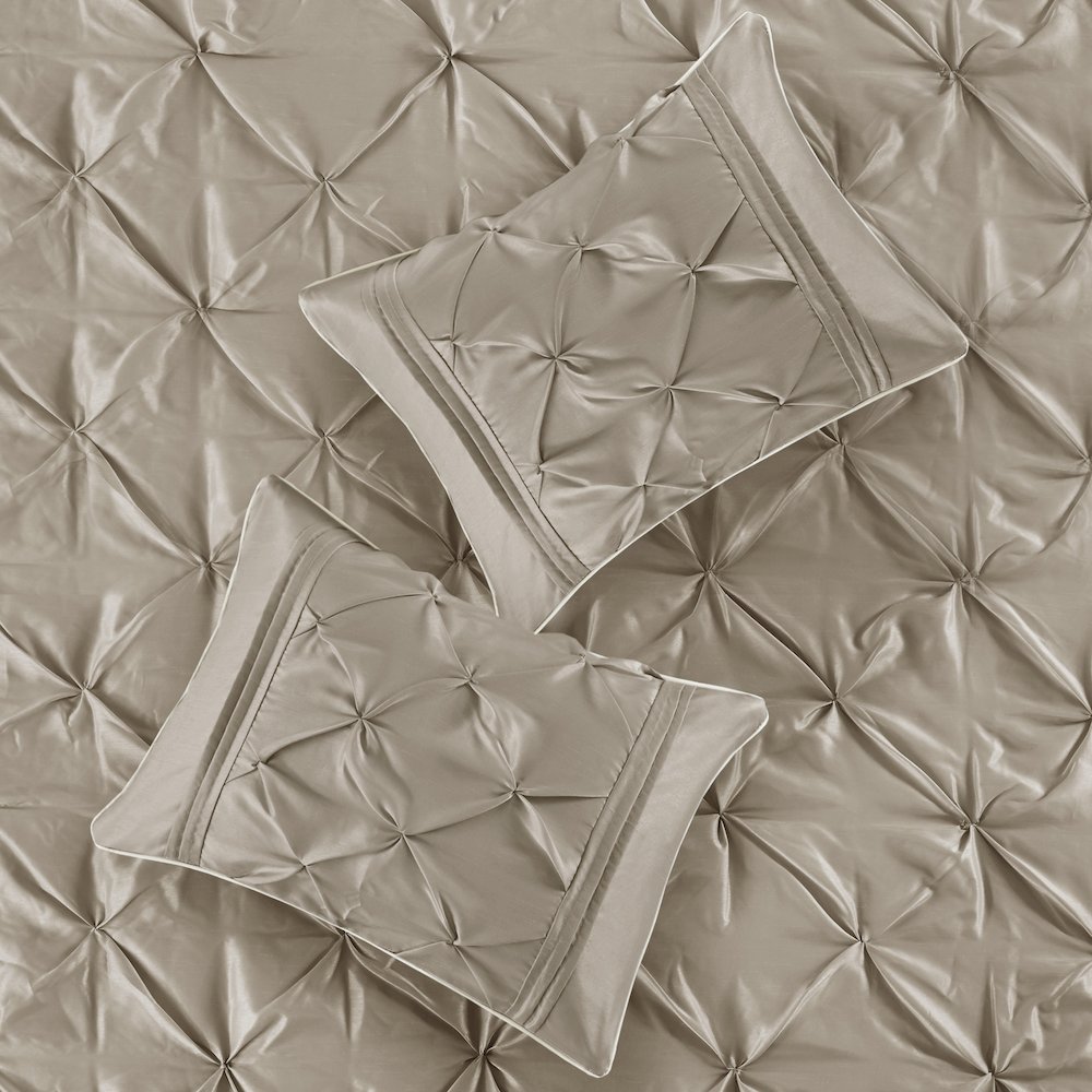 Laurel 100% Polyester Pieced Pleated 7pcs Tufted Comforter Set