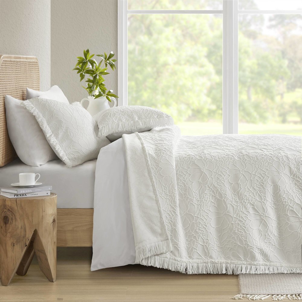 Willow 3PCS Bedspread Set, White color