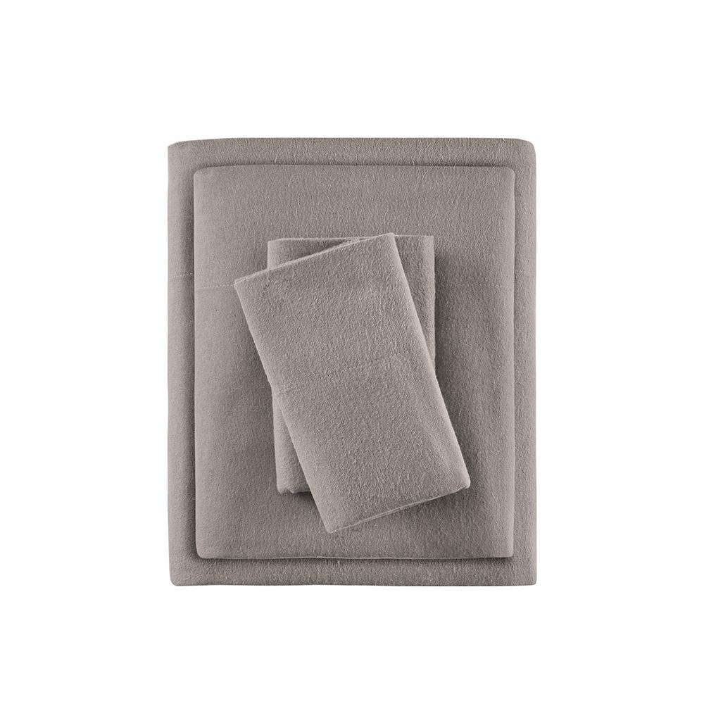 Cozy Flannel Printed Sheet Set, Grey Solid color
