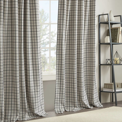 Plaid Rod Pocket and Back Tab Curtain Panel with Fleece Lining