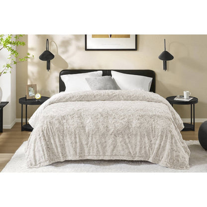 Zuri Faux Fur Blanket, Grey color