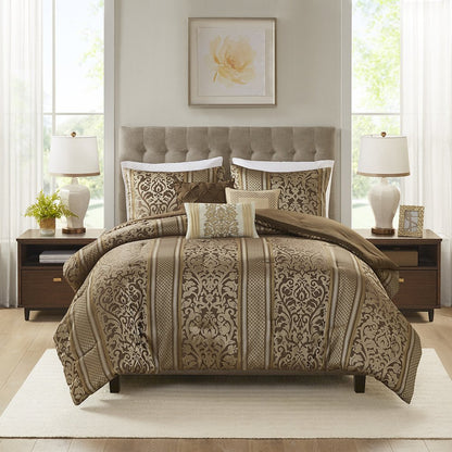 6 Piece Jacquard Comforter Set with Throw Pillows
