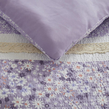 5 Piece Seersucker Comforter Set with Throw Pillows