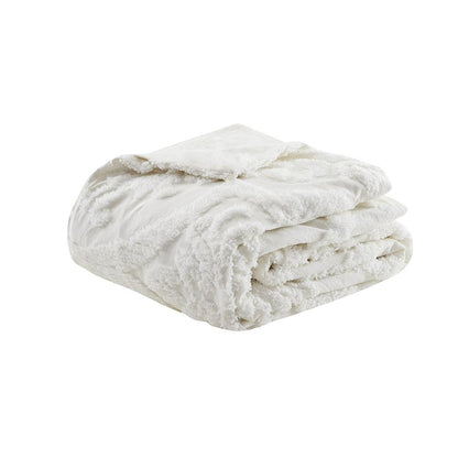 3 Piece Tufted Cotton Chenille Damask Duvet Cover Set