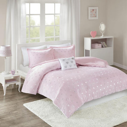 Metallic Printed Plush Comforter Set with Throw Pillow