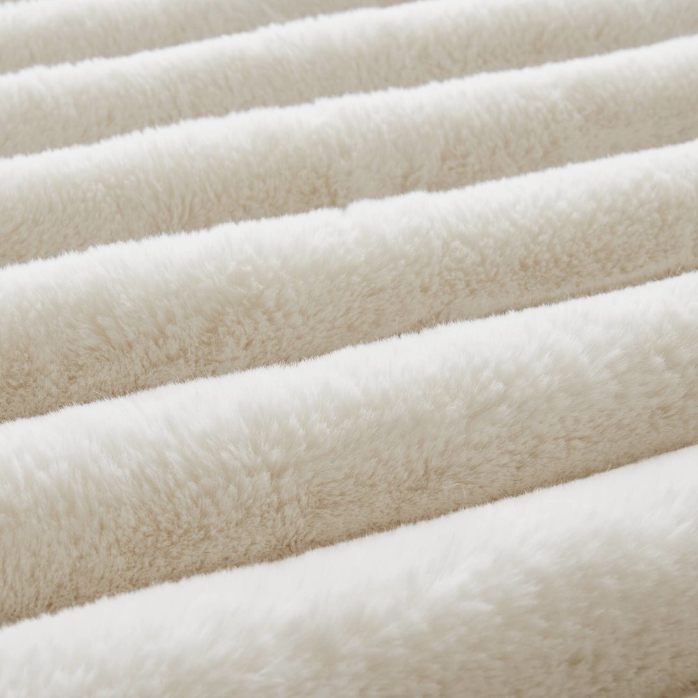 Jasmine Ultrasoft Faux Fur Ribbed Comforter Set, Ivory color