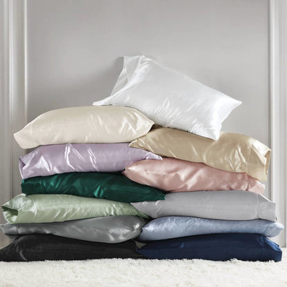 Satin Luxury 2 PC Pillowcases, Light Grey color
