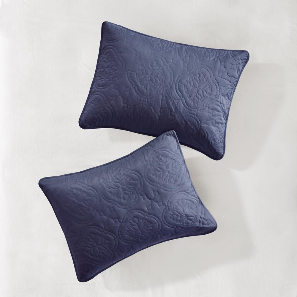 Oakley 3 Piece Reversible Bedspread Set, Navy color