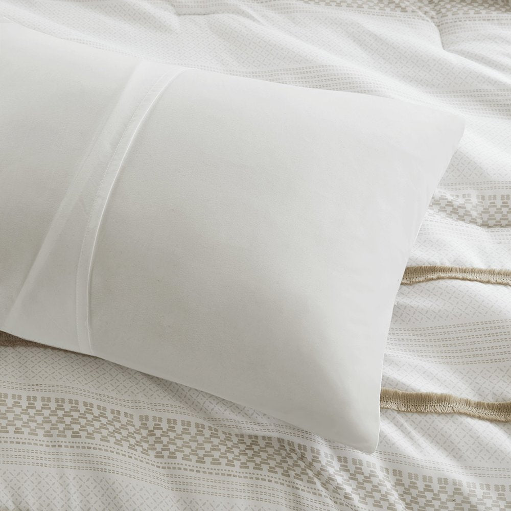 Carolina 7 Piece Stripe Comforter and Quilt Set, Taupe color