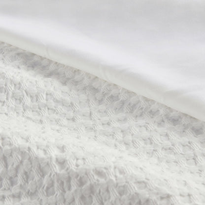 Mina Waffle Weave Textured Duvet Cover Set, White color