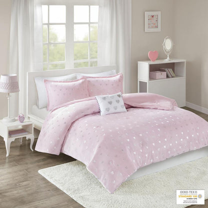 Metallic Printed Plush Comforter Set with Throw Pillow