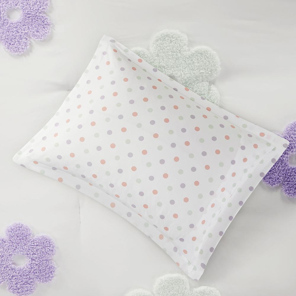 Floral Reversible Tufted Chenille Comforter Set with Flower Throw Pillow