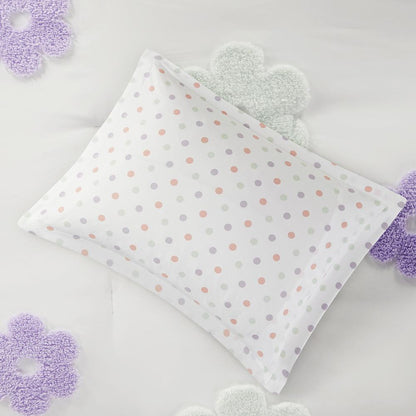Floral Reversible Tufted Chenille Comforter Set with Flower Throw Pillow