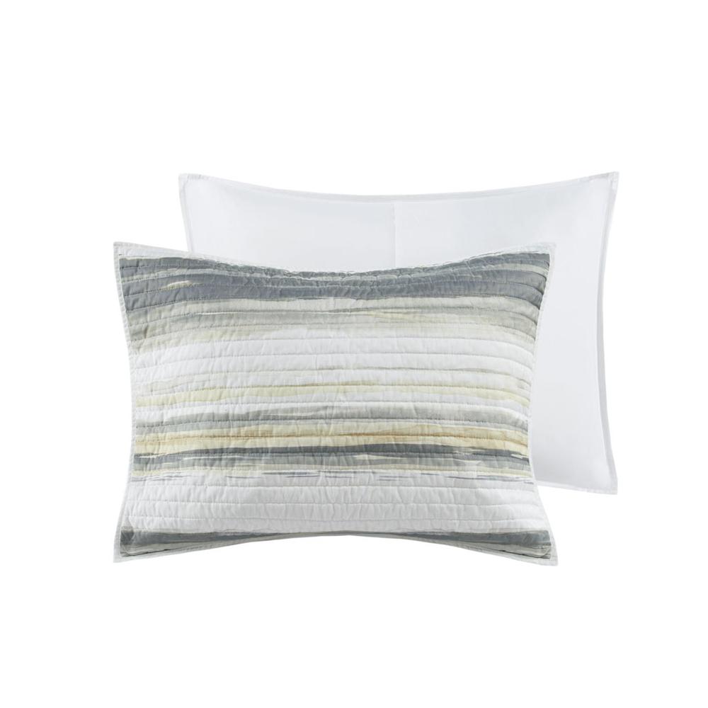 6 Piece Printed Quilt Set with Throw Pillows