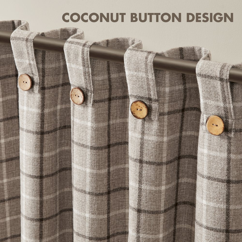 Anaheim Plaid Rod Pocket and Back Tab Curtain Panel with Fleece Lining