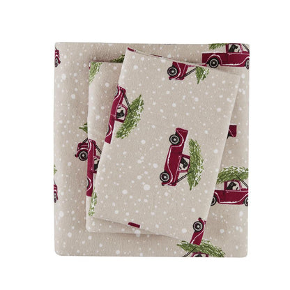 Flannel Sheet Set, Tan Cars color