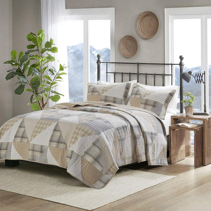 Olsen Olsen 3 Piece Oversized Cotton Quilt Set, Tan color