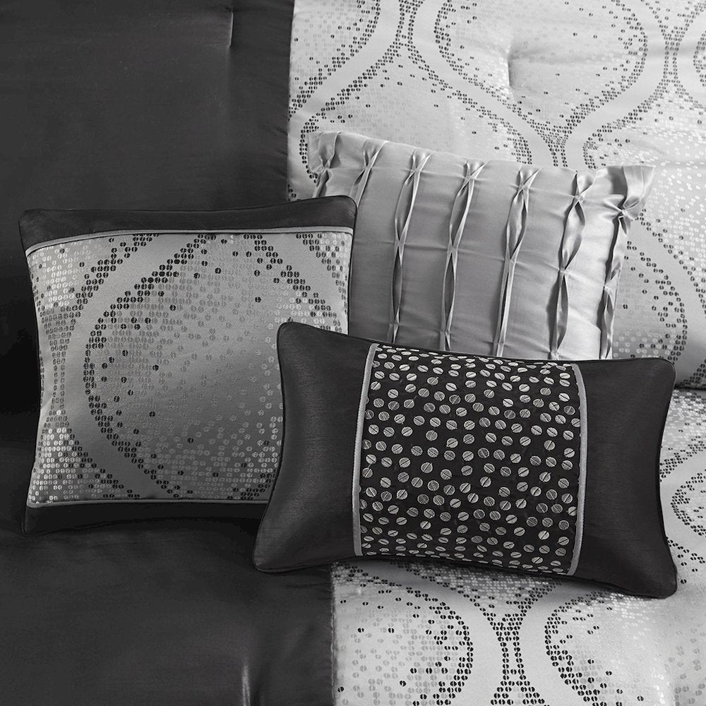 6 Piece Jacquard Comforter Set with Throw Pillows