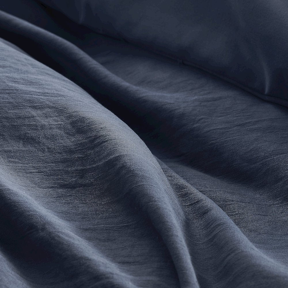 Porter Soft Washed Pleated Duvet Cover Set, Navy color