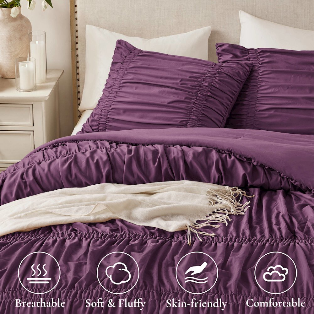 Mia Comforter Set, Purple color