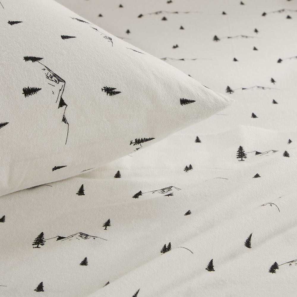 Cotton Flannel Sheet Set, Black Pine Trees color
