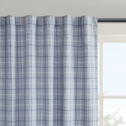 Plaid Rod Pocket and Back Tab Curtain Panel with Fleece Lining