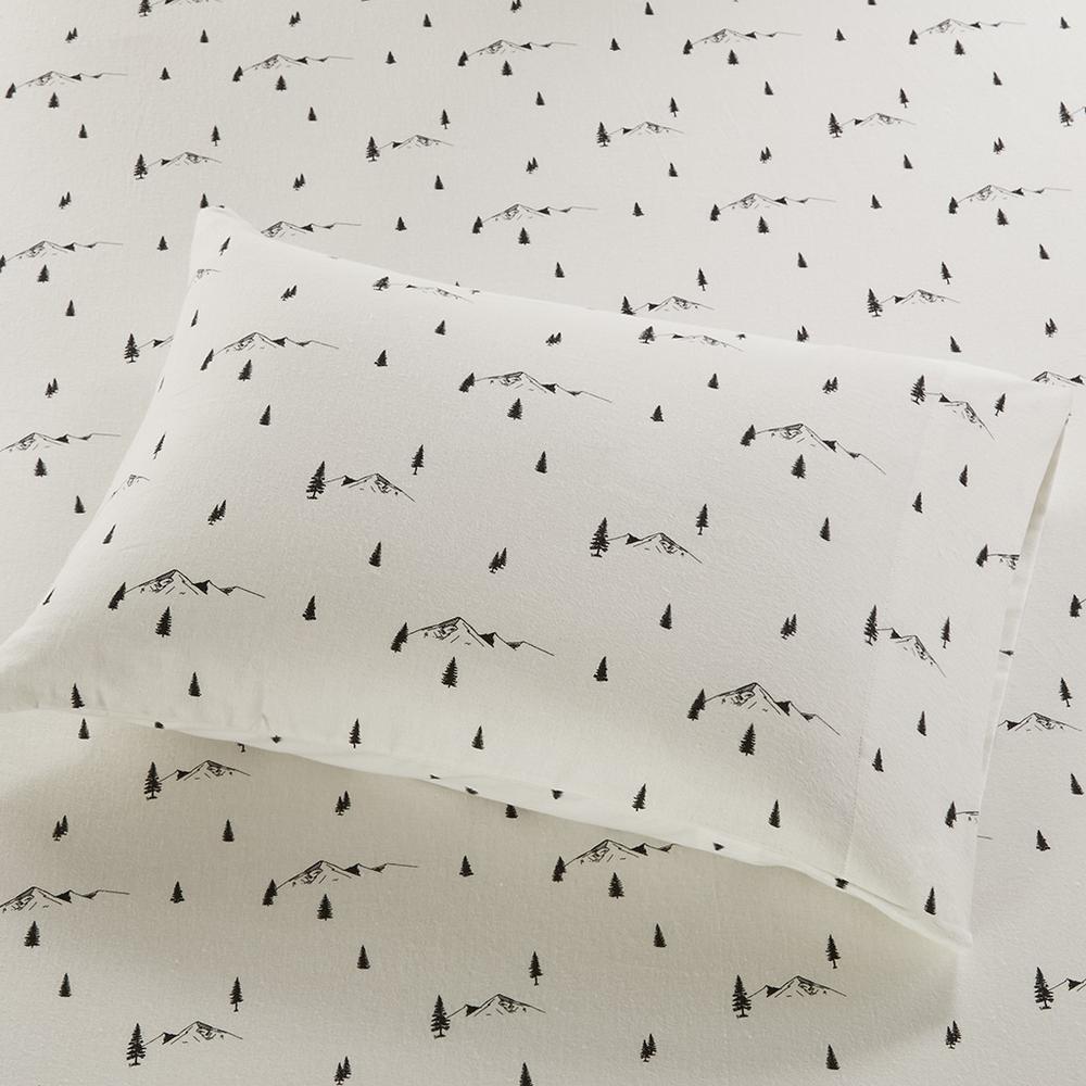 Cotton Flannel Sheet Set, Black Pine Trees color