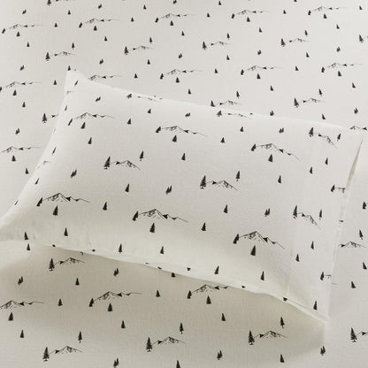 Cotton Flannel Sheet Set, Black Pine Trees color