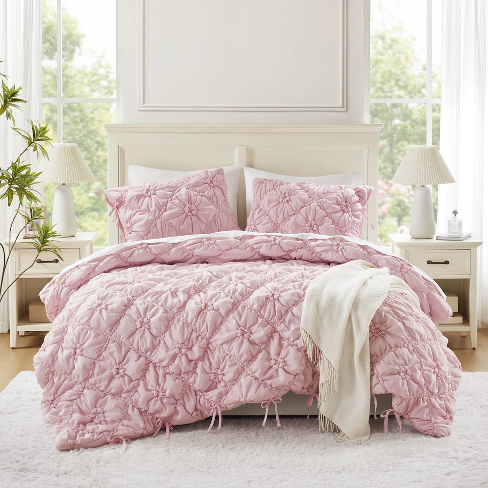 Lily 3PCS Comforter Set, Pink color