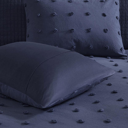 Cotton Jacquard Duvet Cover Set with Euro Shams and Throw Pillows