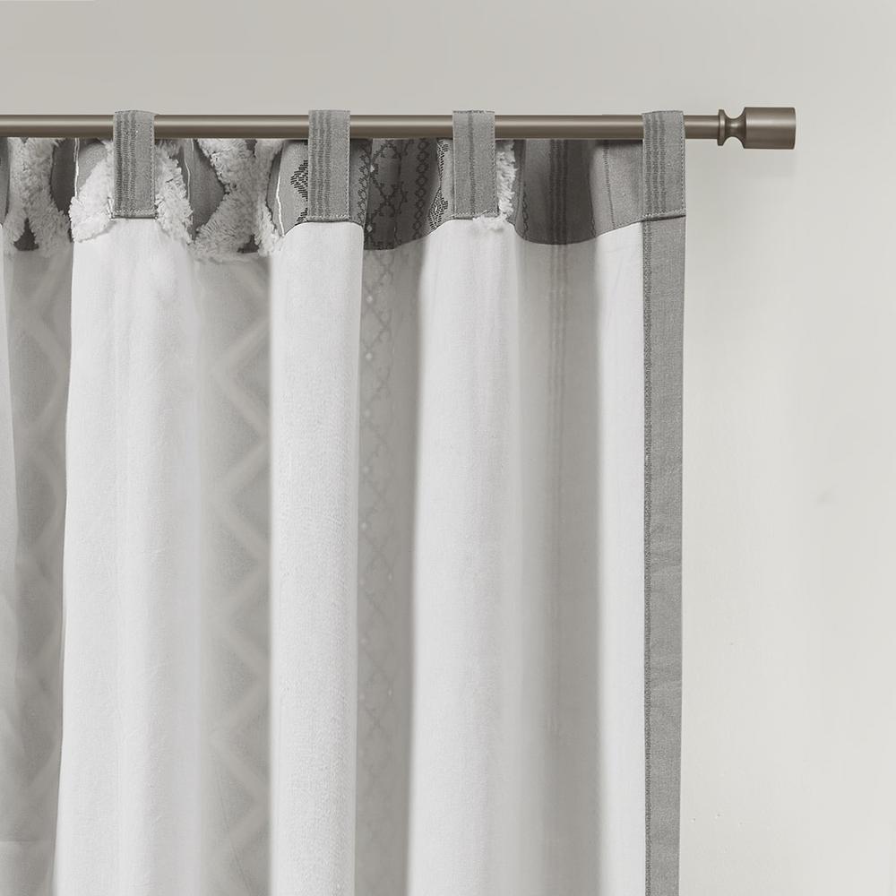 Cotton Printed Curtain Panel with Chenille Stripe and Lining