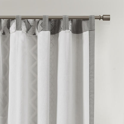 Cotton Printed Curtain Panel with Chenille Stripe and Lining