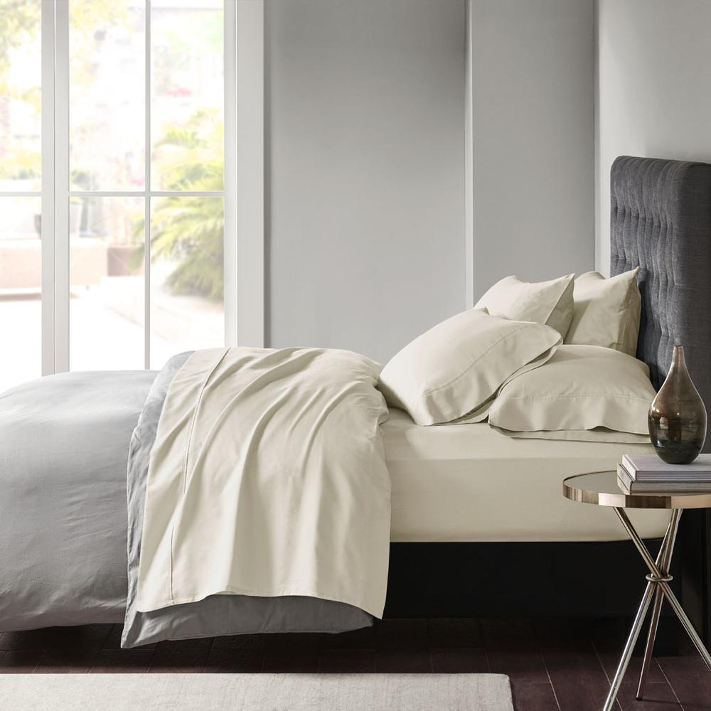 800 Thread Count Cotton Blend Sateen Sheet Set, Ivory color