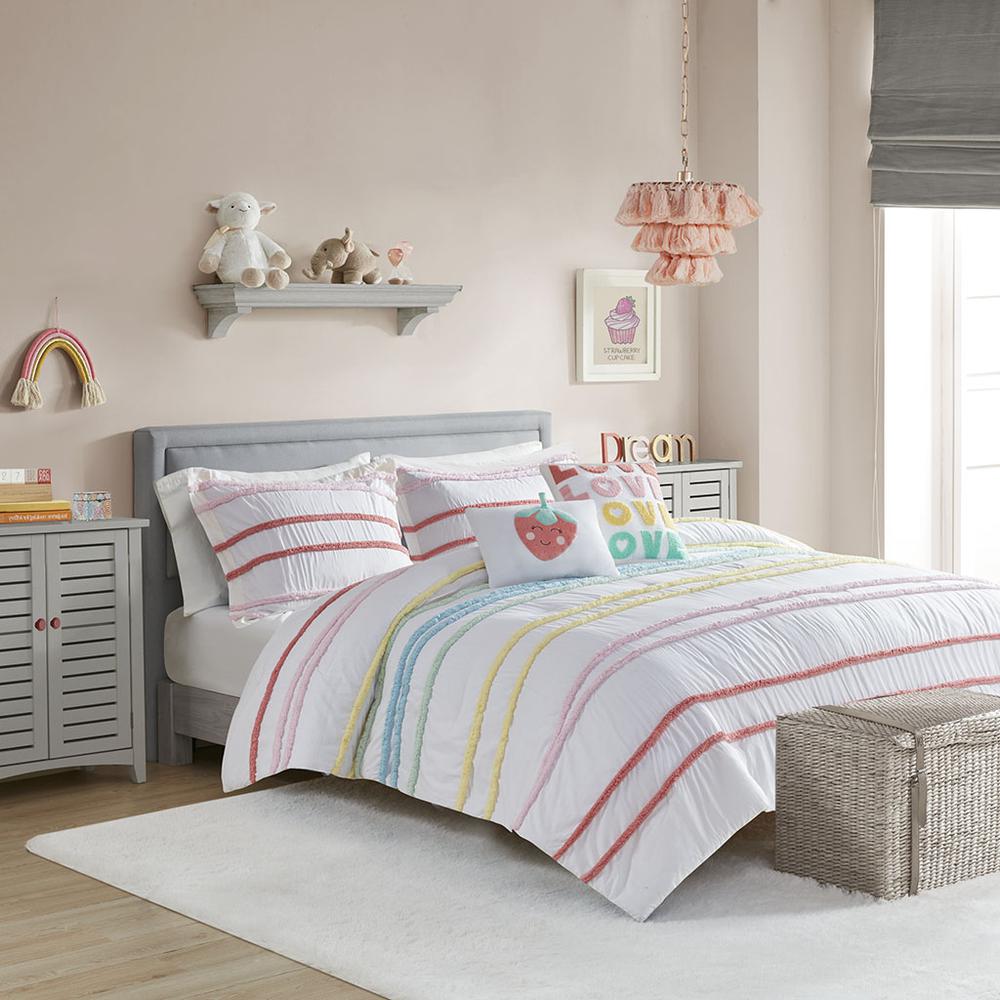 Cotton Comforter Set with Chenille Trim